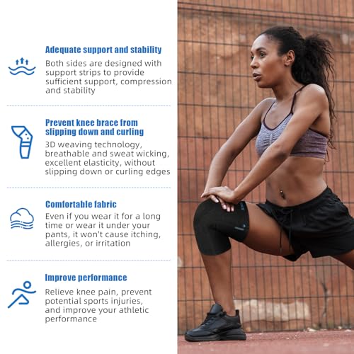 DOUFURT Knee Brace for Women & Men Knee Compression Sleeve Meniscus Tear, Patella Stabilizer knee support for knee Pain, ACL, MCL, Arthritis, Running