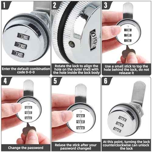 RealPlus Combination Cam Lock, Combination Cabinet Lock Password Coded Cabinet Locks (6pcs 1-1/8", Silver)