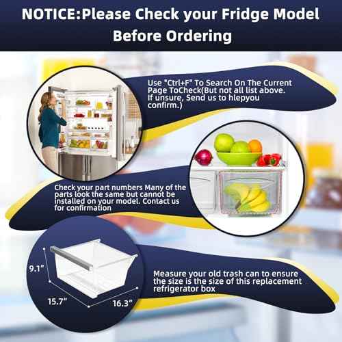 W11162443 W11046494 W11162446 Refrigerator Fridge Crisper Drawer Pan Fridge Meat Pan Bin Upper Humidity Control Drawer Compatible with Whirlpool Maytag Refrigerator Replacement Parts