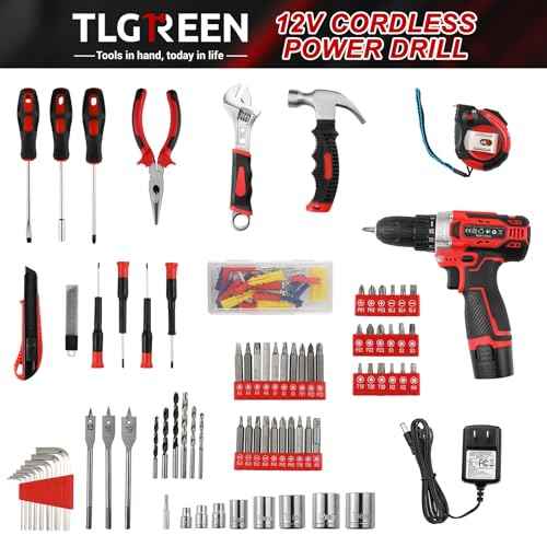 TLGREEN 138 Pcs Tool Set with 12V Cordless Drill ?Power Hand Tool Kit with Magnetic Drill Bit Set, 2-Speed Control & Fast Charging,Home Tool Kit for DIY, Repairs,Lightweight Toolbox for Men & Women