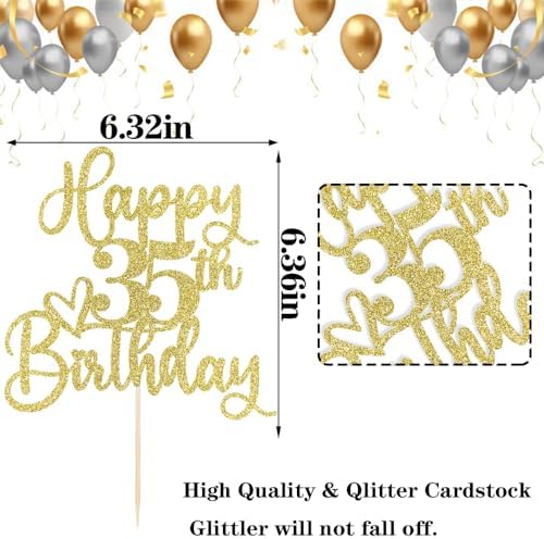 Happy 35th Birthday Cake Topper,Cheers to 35 Years,happy 35th Birthday Cake Topper,35th Anniversary Cake Topper， men and women 35 years old happy birthday Party Decoration (35th)