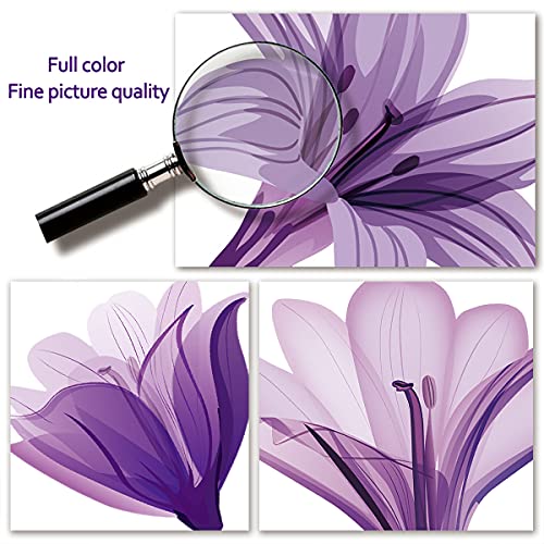 LiveGallery Beautiful Lovely Lily Flowers Wall Decals Removable DIY Butterfly Flower Vines Art Decor Wall Stickers Murals for Living Room TV Background Kids Gilrs Rooms Bedroom Decoration (Purple)