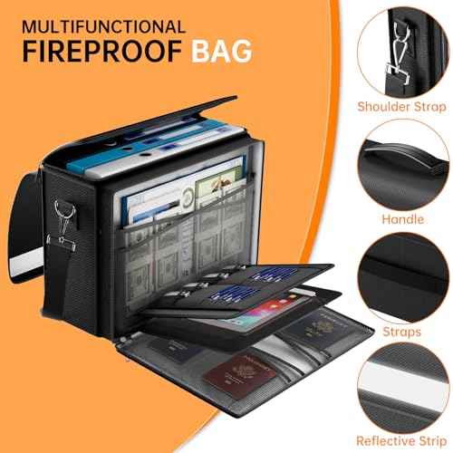DocSafe Fireproof Document Bag with Multiple Pockets,5200¡ÆF Large (17¡±x12.5¡±x7.2¡±) File Organizer Fireproof Waterproof Bag Important Document Holder Home Office Portable Filing Storage for Valuables