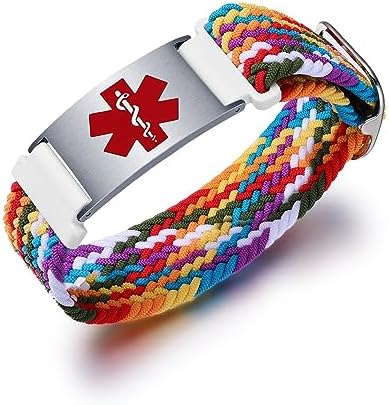 Personalized Sport Medical Alert Bracelets for Women Men - Custom Medical ID Bracelets with Free Engraving - Hook and Loop/Elastic/Stainless Steel/Silicone Watch Wristband Emergency Bracelet