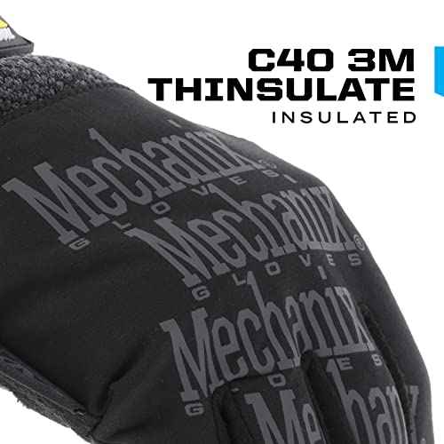 Mechanix Wear: ColdWork Original Winter Work Gloves with Secure Fit, Equipped with 40g 3M Thinsulate, Wind + Water Resistant, Touch Capable Winter Gloves, For Mild cold weather (Black/Gray, Large)