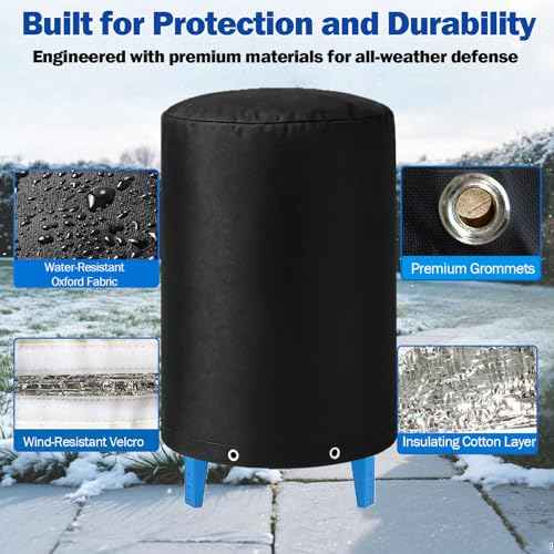 24"D x 34"H Round Well Pressure Tank Cover(5¡ÆF) - Insulated Well Pump Cover, Thickened 3 Layers Water Well Tank Covers for Outdoor Winter Freeze Protection (Black)