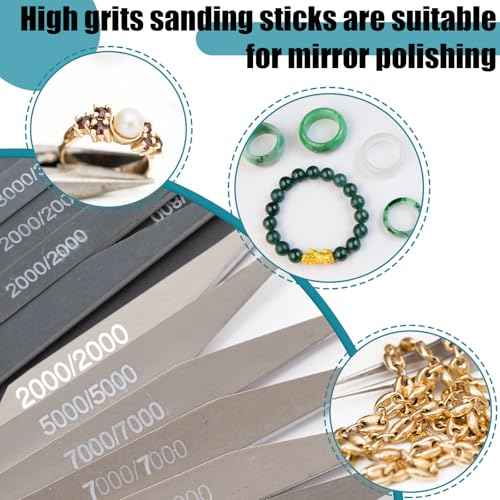 Honoson 10 Pcs Sanding Sticks Buffing Sanding Sticks for Plastic Models Assorted Grits Crafts Metal Wood Sandpaper Tools(Low Grits Rating,Double Angle Shape)
