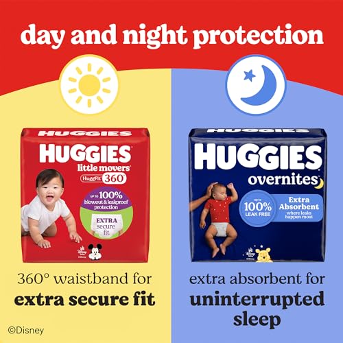 Huggies Size 3 Baby Diapers, Little Movers HuggFit 360° Baby Diapers with 360° Waistband, Size 3 (16-28 lbs), 168 Count (3 Packs of 56), Packaging May Vary