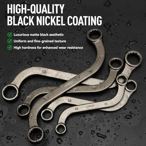 DISEN 14-Piece Half Moon&S-Style & E-Torx Wrench Set, CR-V, Wrench 5-Piece Half Moon Box Set Metric 8mm to 22mm,4-Piece E-Torx E6-E24,5-Piece S-Style Box 10-19mm,12 Point, EVA Foam Tool Organizer