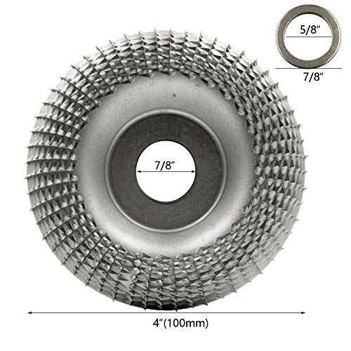 Wood Carving Disc Grinder Shaping Disc 7/8 Inch Bore Wood Tungsten Carbide Grinding Wheel Carving Abrasive Disc for Sanding Carving Shaping (100mm, Arc Type, Silver)