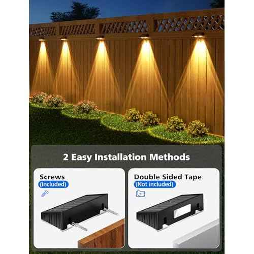 APONUO Solar Fence Lights Outdoor Waterproof, Fence Lights Solar Powered, Warm White Solar Light for Fences, Backyard, Patio, Wall, Deck, Yard (12 Pack, Black)