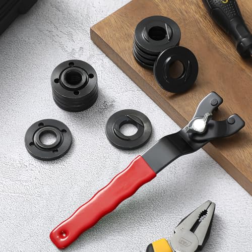 Hicarer 25 Pcs Angle Grinder Nut Angle Grinder Wrench Kit 5/8"-11 Flange Metal Lock Nut Wrench Compatible with Dewalt/Makita/Bosch/Hitachi/Metabo (Red)