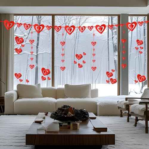 60 Pcs Valentines Day Wall Decorations - 3D Heart Stickers, Waterproof Wall Decals for Home, Bedroom, Wedding, Anniversary, Party, Office, and School Decor