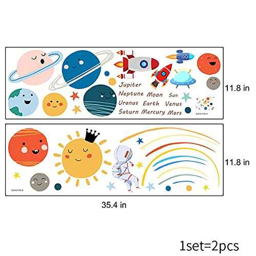 Space Planet Wall Decals Wall Stickers Kids,Cute Educational Wall Stickers for Daycare,Nursery,Playroom,Babyroom,Classroom,School.