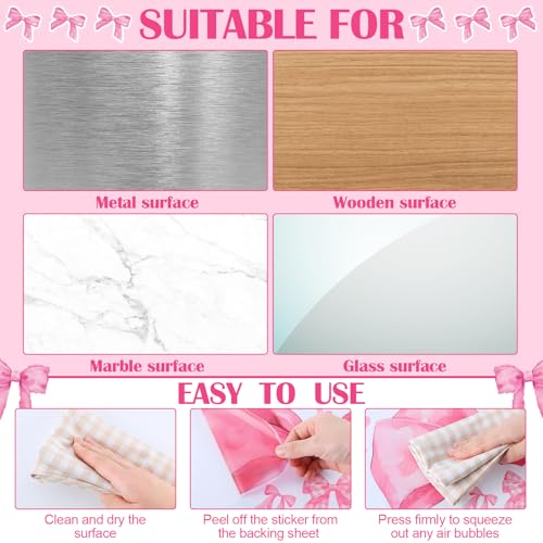 Pink Bow Wall Decal Stickers Christmas Decorations Stickers Removable Christmas Decorations Indoor Home Decor for Room Nursery School Restaurant Cafe Door Window Party