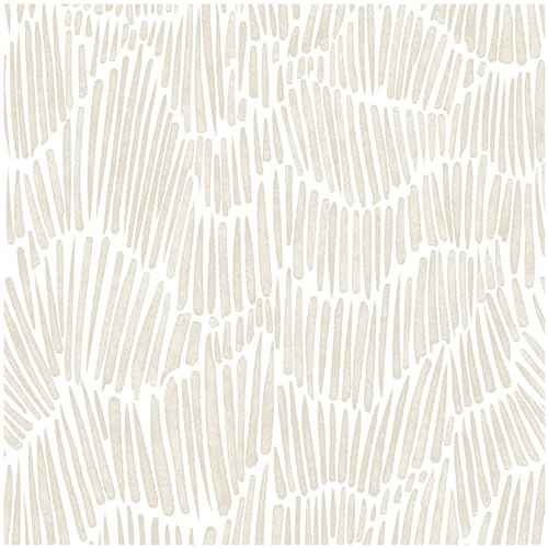 Beige Wallpaper 17.3"¡¿78.8" Modern Striped Peel and Stick Wallpaper Boho Removable Self Adhesive Wall Paper for Bedroom Waterproof White and Gold Contact Paper for Cabinets Vinyl