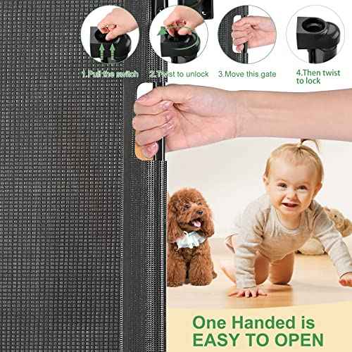Upgraded Retractable Baby Gate, Extra Wide Safety Kids or Pets Gate, 33¡± Tall, Extends to 71¡± Wide, Mesh Safety Dog Gate for Stairs, Indoor, Outdoor, Doorways, Hallways(33¡±x71¡±, Black)