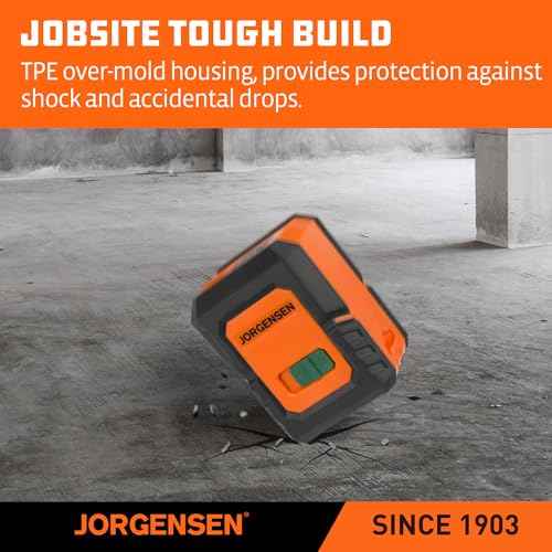 JORGENSEN Laser Level with Tripod, 100 FT Dual Modules Self Leveling Cross Line Laser Leveler Tool with 360¡Æ Magnetic Base, Green Laser Level for Picture Hanging, Tile, Home Renovation, Indoor Project