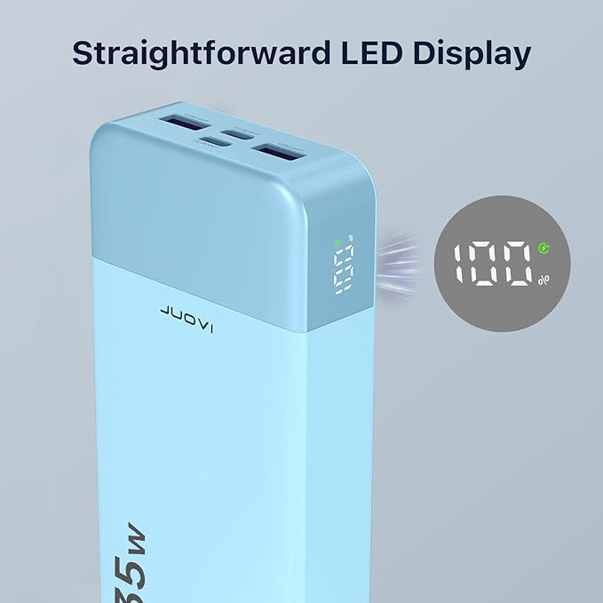J2651 Portable Charger, 35W 20000mAh USB C in & Out Power Bank, Battery Pack with QC4.0+PD3.0 35W High-Speed Charging for Bluetooth Earbud, Mobile Phone, Tablet (Blue)