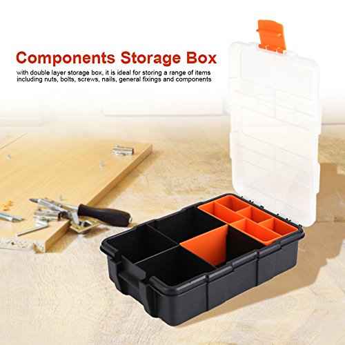 Plastic Heavy-Duty Tool Storage Box Two-Layer Components Storage Case Organizer Small Parts Tool Box