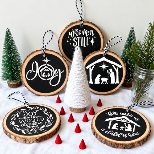 Nativity Christmas Stencils ? 16PCS Reusable Templates for Painting on Wood, Cookies, Ornaments, Glass & DIY Crafts Holiday Party Decorations