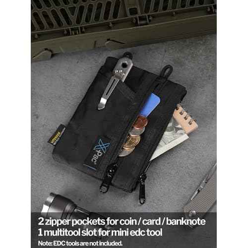 VIPERADE VE16N EDC Pouch, Men's EDC Organizer with 5 Pockets, 2 Zipper Pockets, Slim EDC Wallet, Multitool Pouch (XPAC-Black)