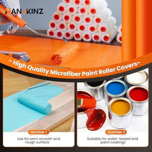 24 Pack Microfiber Paint Roller 4 Inch, Mini Paint Roller Covers, 3/8 Inch Nap, Small Paint Rollers for House Painting with Paint Roller Frame, Wall Painting Tool
