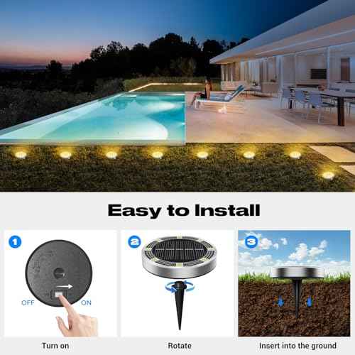 Peasur Solar Ground Lights Outdoor, 18 Pack Flat Solar Powered Disc Lights, IP68 Waterproof, Anti-Rust, Landscape Lighting for Pathway Garden Yard Lawn Walkway Landscape Driveway, Mini, Warm White