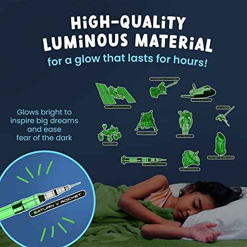 Glow in The Dark Space Craft Wall Stickers Peel and Stick - 10 Large Bright Spaceship Wall Decals for Bedroom and Ceilings - Glow in The Dark Stars Accessory Decoration for Boys and Girls