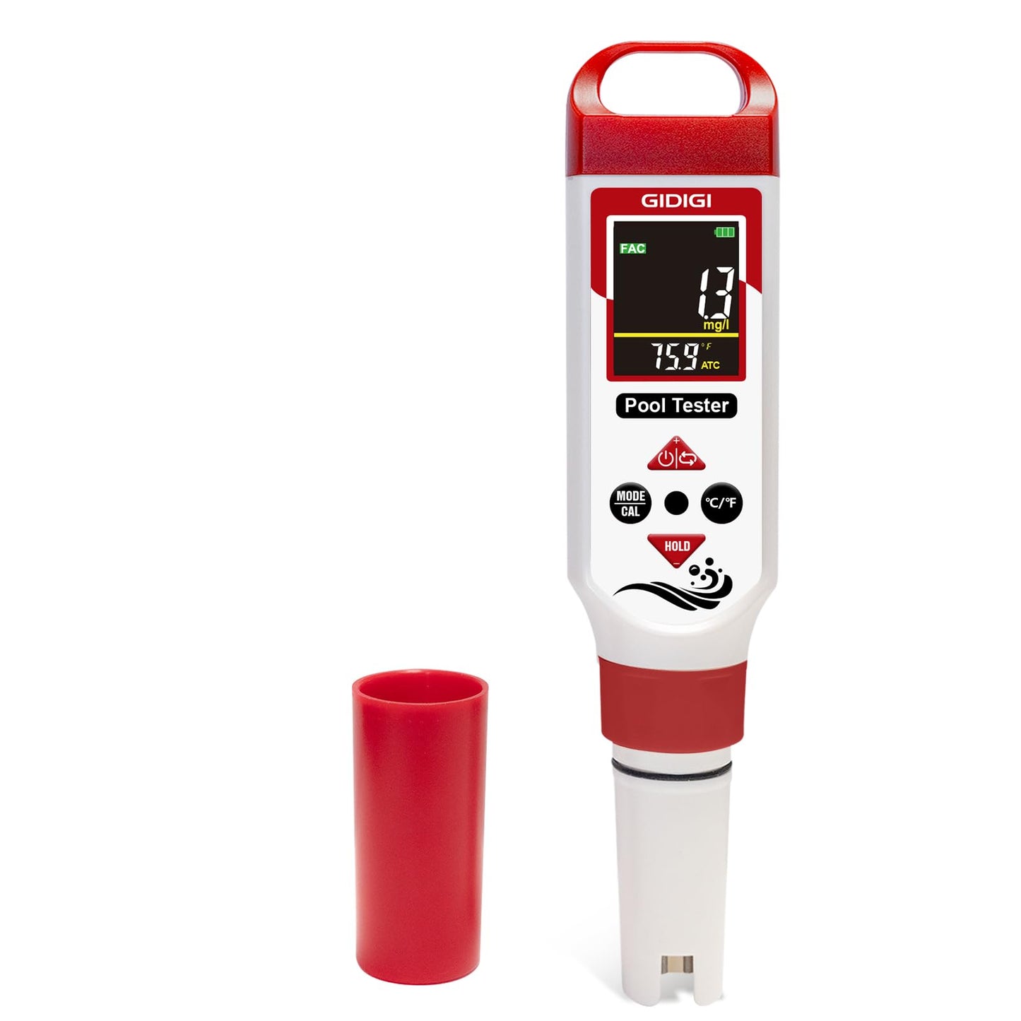 GIDIGI Digital Chlorine Tester Pool Salinity Meter, 7-in-1 pH Meter Test FAC pH Salt ORP TDS EC,Hot Tub Chlorine Meter with Backlit Display Screen for Drinking Water Quality Chlorine Level,Pool Tester