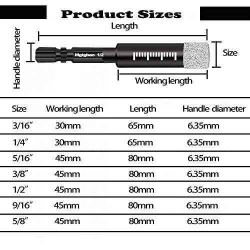Mgtgbao 10pc 3/16¡± Dry Diamond Drill Bits Set£¬10PCS 5mm Hex Shank Core Drill Bit Brazed with Cooling Wax for Porcelain Tile Ceramic Concrete Granite Marble Hard Materials (not for Wood).