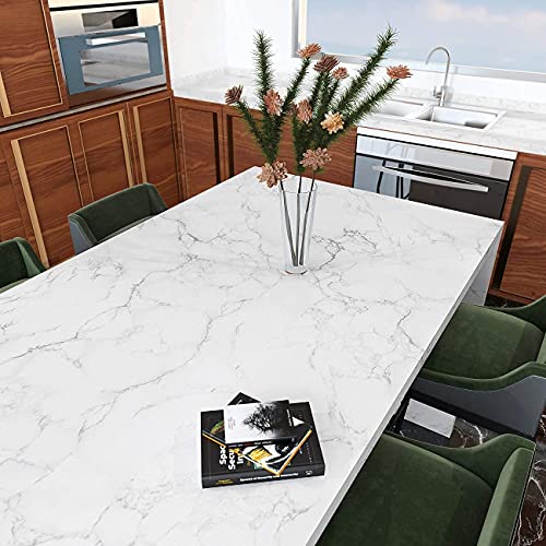 Decotalk Marble Contact Paper Marble Wallpaper Peel and Stick Marble Countertop Vinyl Wrap Waterproof Matte White Marbles Contact Paper for Kitchen Counter Removable Wallpaper Vinyl Marbles 12"x120"