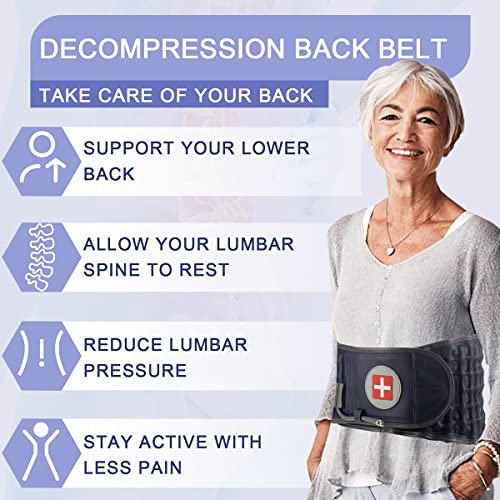 Decompression Back Belt Inflatable Lower Back Brace for Low Back Pain Relief Lumbar Traction Device with Hand Pump, One Size Fits 29-49 Waist