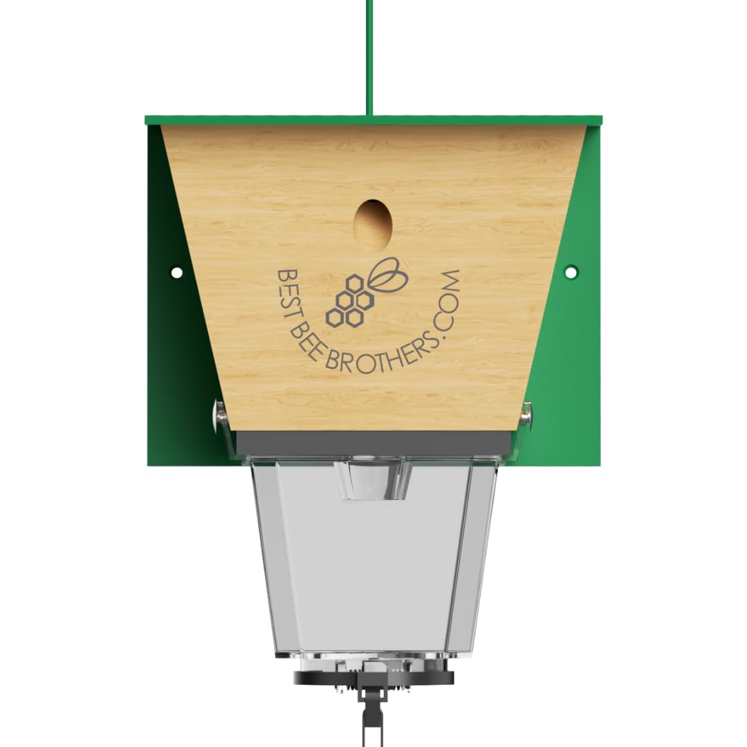 Best Bee Brothers Ultimate Pro Carpenter Bee Trap for Outside with Extra-Large, Clear External Receptacle, Internal Bee Vault & Spring-Loaded Door, 4.2â D x 5.8â W x 7.5â H