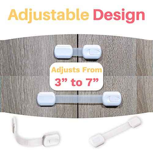 Inaya 16-Pack Child Proof Locks for Cabinet Doors, Drawers, Fridge, Toilet Seat, Dishwasher, Trash Can, Cupboard - 3M Adhesive - No Drilling - Baby Proofing Cabinet Locks