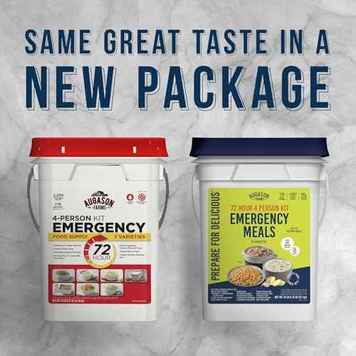 Four Person 72 Hour Emergency Food Supply, 119 Servings, 25 Year Shelf Life, Feeds 4 People - Survival Food Camping Essentials, Family Meals Prepared Dinner, Lunch, and Breakfast