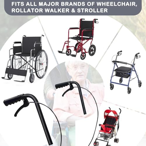 Wheelchair Handle Extenders, (400lbs Weight Capacity) Adjustable Wheel Chair Accessories Adults - Stroller Handle Extender, Extendable Handle for Wheelchair, Rallator & Stroller (with Brake)