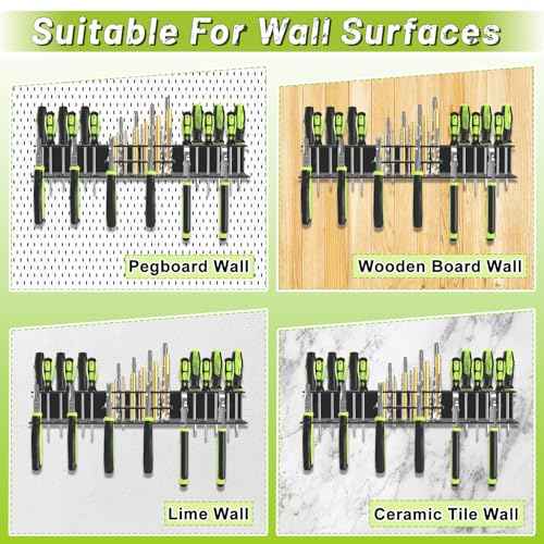 Screwdriver Holder Wall Mount,Heavy Duty Metal Utility Bit Organizer for Screw driver Pliers Drill Bits Small Tools,Screwdriver Organizer Suitable Garages Homes Workshops Sheds (54 holes 2pc)