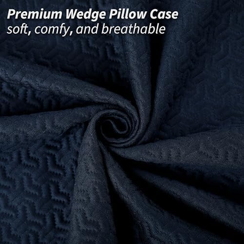 Wedge Pillow Cover for 26x25x7.5 Bed Wedge Pillow, Hypoallergenic, Replacement Pillowcase Cover with Zipper & Pockets, Navy Blue