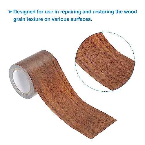 PATIKIL Wood Grain Repair Tape 2.2" X15', Self Adhesive Realistic Textured Repair Tape Patch for Floor Door Table Cabinets Desk, Dark Brown Oak