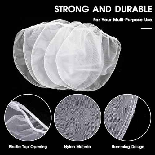 10Pcs Paint Strainer Bag, 1 Gallon Paint Filter with Elastic Drawstring White Fine Mesh Top Opening Nylon Mesh Filter for Paint Gardening