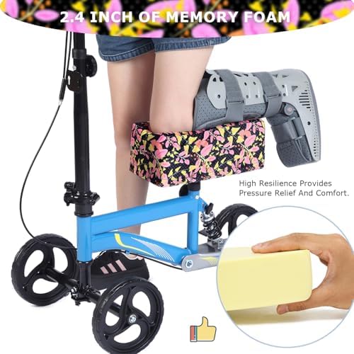 Knee Scooter Cushion 2" thick Memory Foam Knee Scooter Pad for Comfort w/Removable Cover Walker/Roller Accessories fits Most Models