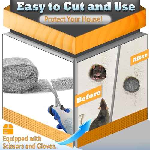 Steels Wools Mice Control: #0000 Steel Wool Metal Fabric Mesh - As Gaps Fillers to Keep Mice Away - Protection for Siding, Pipelines, Garden Vents and Garages - 2Pcs