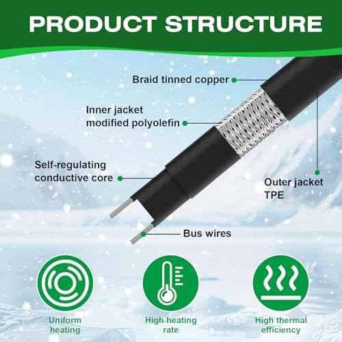 30FT Heat Tape for Water Pipes£¬-40¡ÆF Anti-Freeze De-Icing Heating Tape, Pipe Insulation Heating Cable for Insulation/Roof Snow Removal , Gutter Heating Cable, Heated Water Hose 120V 5W/ft