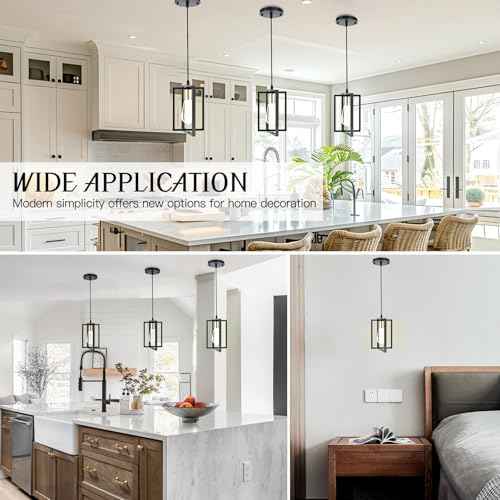 3 Pack Black Pendant Lights for Kitchen Island, Industrial Hanging Light Fixture with Durable Metal Shades, Kitchen Island Lighting for Dining Room, Entryway, Restaurant
