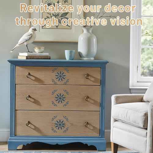 16 Pcs Wall Stencil Set, 8X8 Inch Wall Stencils for Painting with O-Ring Hook, Talavera Stencil for Painting on Furniture, Floor, Walls, Canvas, Resuable Tile Stencils for Home D?cor