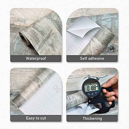 Sevalo Wood Contact Paper Shiplap Peel and Stick Wallpaper Wood Grain Contact Paper for Cabinets and Drawers Rustic Self-Adhesive Removable Wallpaper Plank Panel Sticky Paper Desk 15.7inW 78.7inL