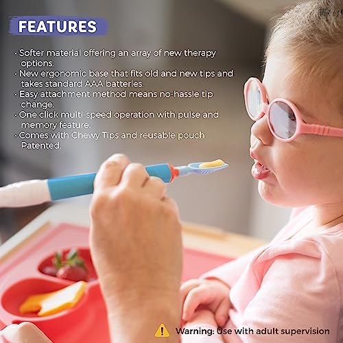 TalkTools Sensi Oral Sensory Therapy Tool with Soft Sensi Jaw Tips (Ocean Blue, 10 Tips Set - Ocean Blue)