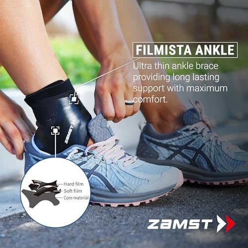 Zamst Filmista Ankle - Ultra-Thin Ankle Brace for Sport, Stabilizing Ankle Support for Men and Women - Right, Small