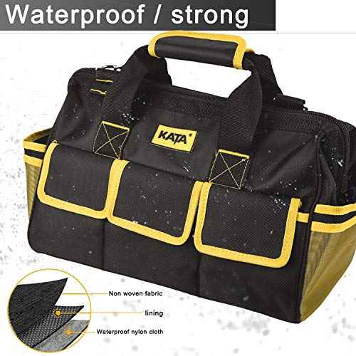 KATA 16 Inch Heavy Duty Tool Bag with Wide Mouth for Tool Storage,Carrier and Organizer,Bag for Tools,Yellow